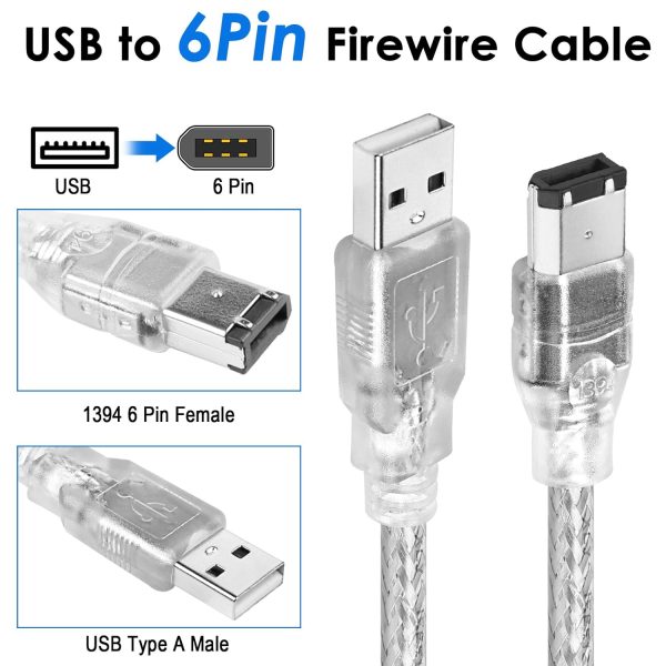 Firewire to USB Cable wtyixs 6Pin PCIe-1